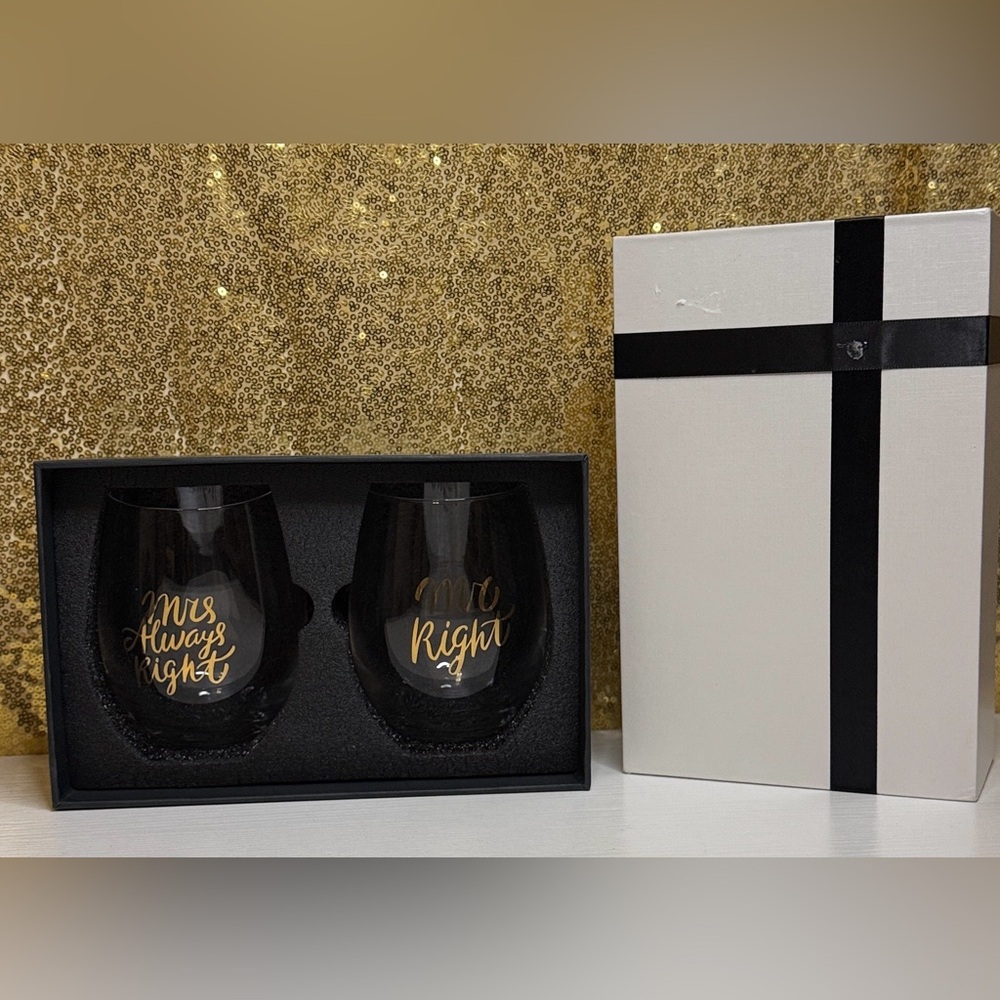 Gold Lettered Glass Set